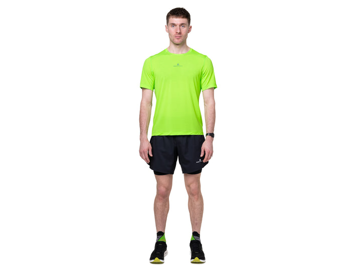 RonHill Herren Tech S/S T-Shirt – Fluo Green/Dark Cobalt – SS26