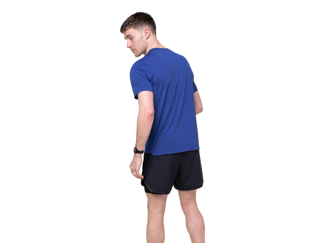 RonHill Herren Tech S/S T-Shirt – Dunkles Kobalt/Fluogrün – SS26