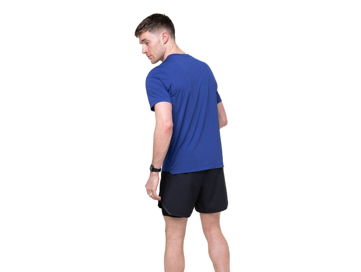 RonHill Herren Tech S/S T-Shirt – Dunkles Kobalt/Fluogrün – SS26
