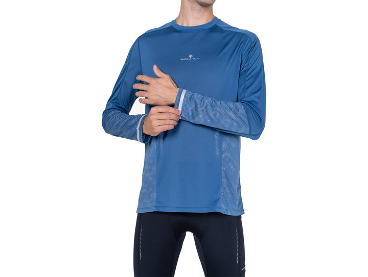 RonHill Mens Tech Reflect L/S Tee - Glacier/Reflect - AW26