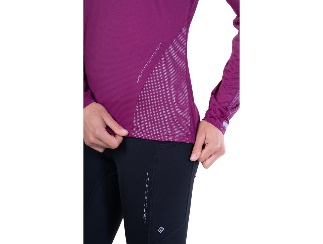 RonHill Womens Tech Reflect L/S Tee - Blackcurrant/Reflect - AW26