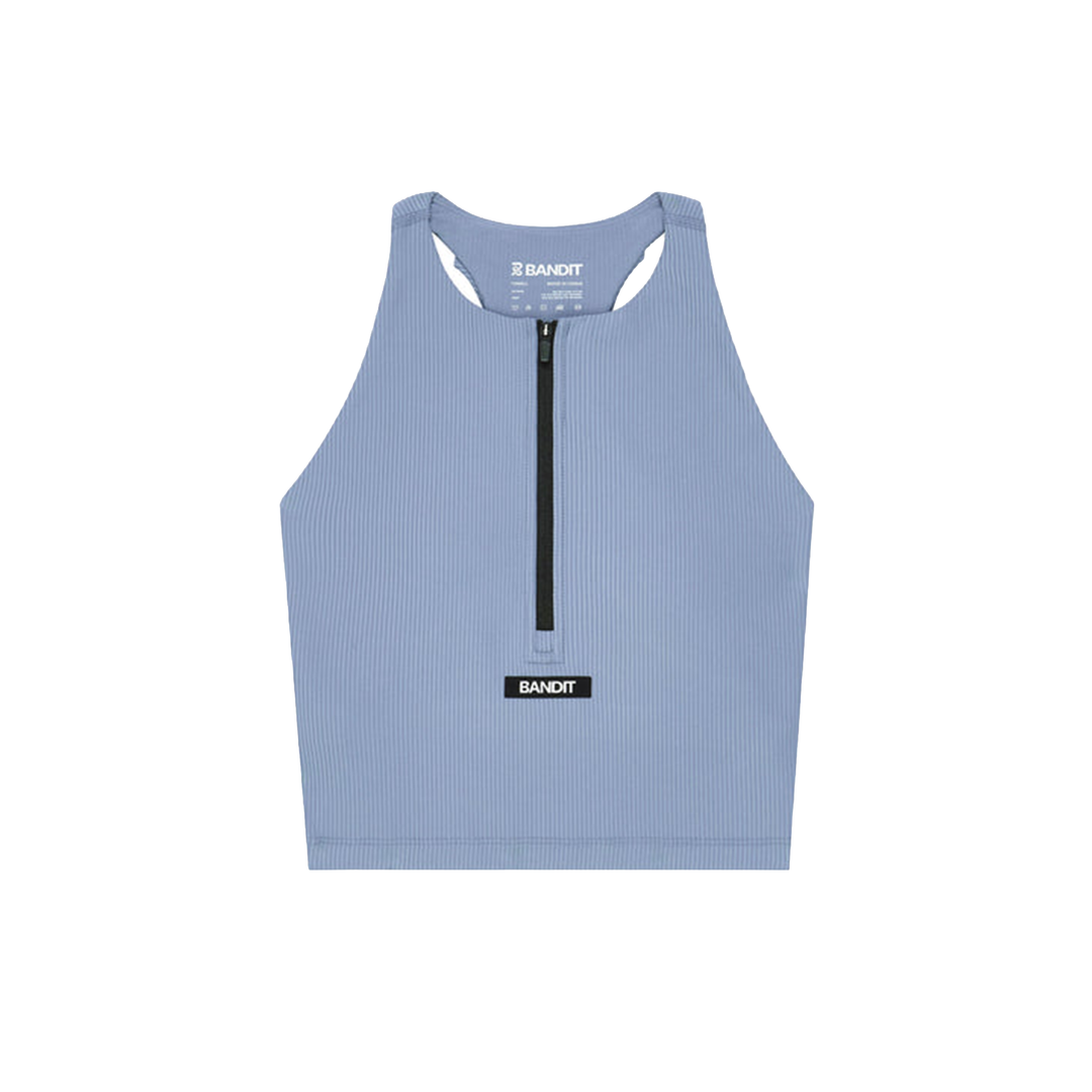 Bandit Women's Striped Cadence Zip Front Race Crop - Steel Horizon/Pavilion Blue - AW26
