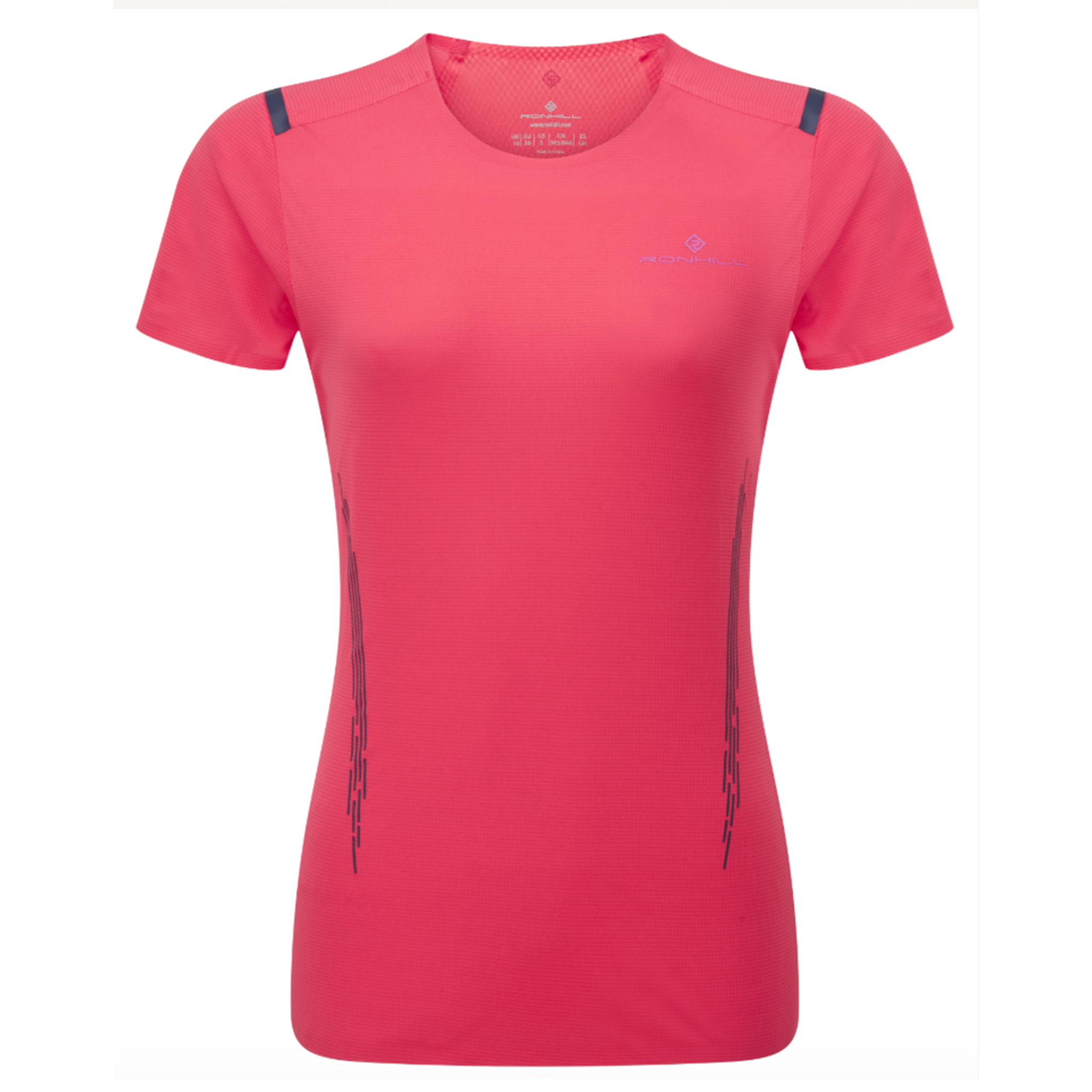 RonHill Womens Tech Race S/S Tee - Sunset/ Razzmatazz