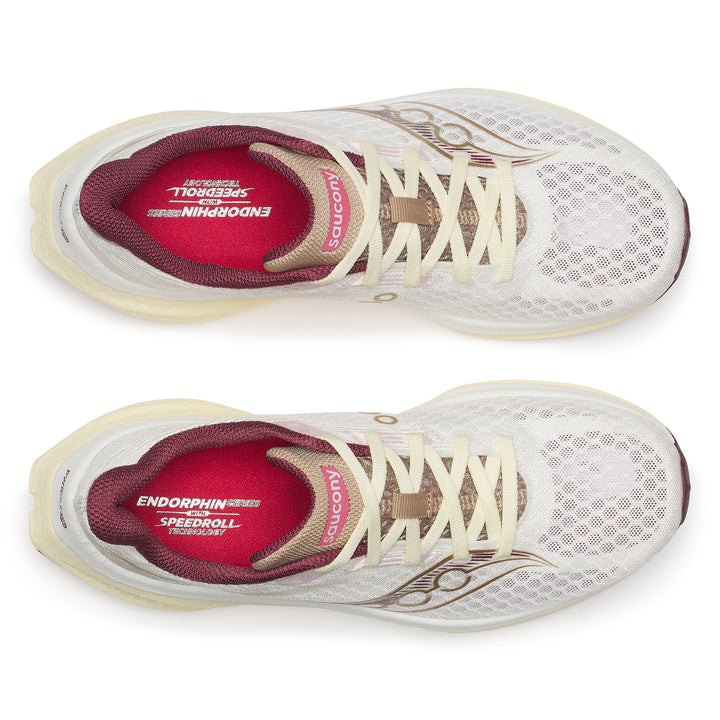 Saucony Womens Endorphin Speed 5 - Ivory/Maroon - Neutral - AW26