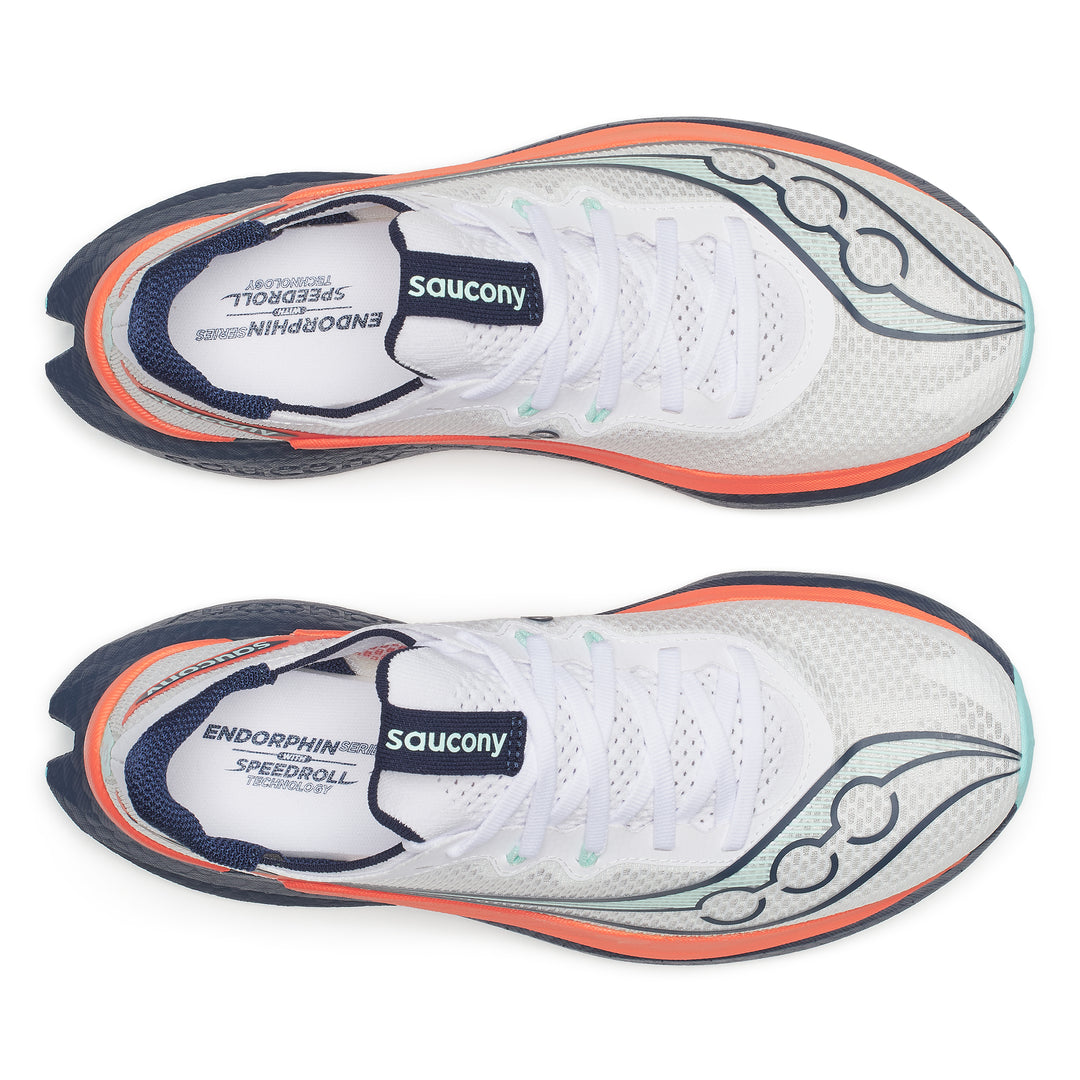Saucony Damen Endorphin Pro 5 – Weiß/Marineblau – Neutral – SS26
