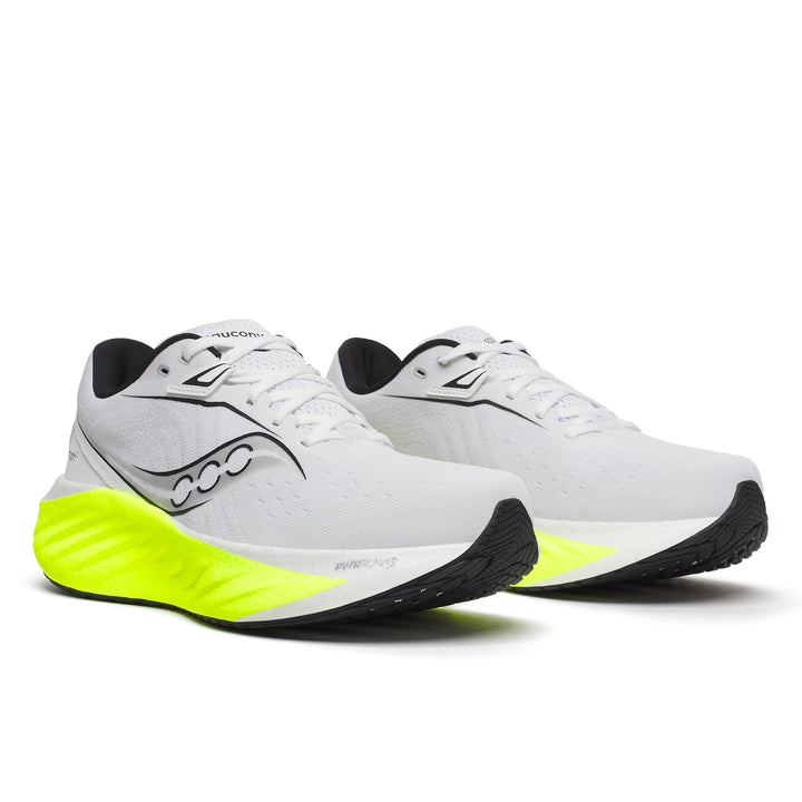 Saucony Mens Triumph 22 - White/Citron - Neutral - SS25