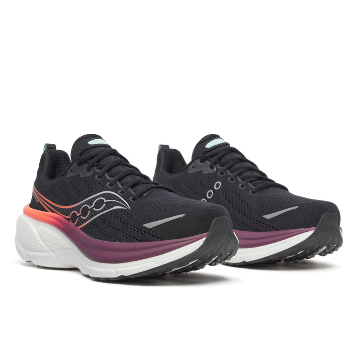 Saucony Hommes Hurricane 25 - Noir/Cramoisi - Stabilité - SS26