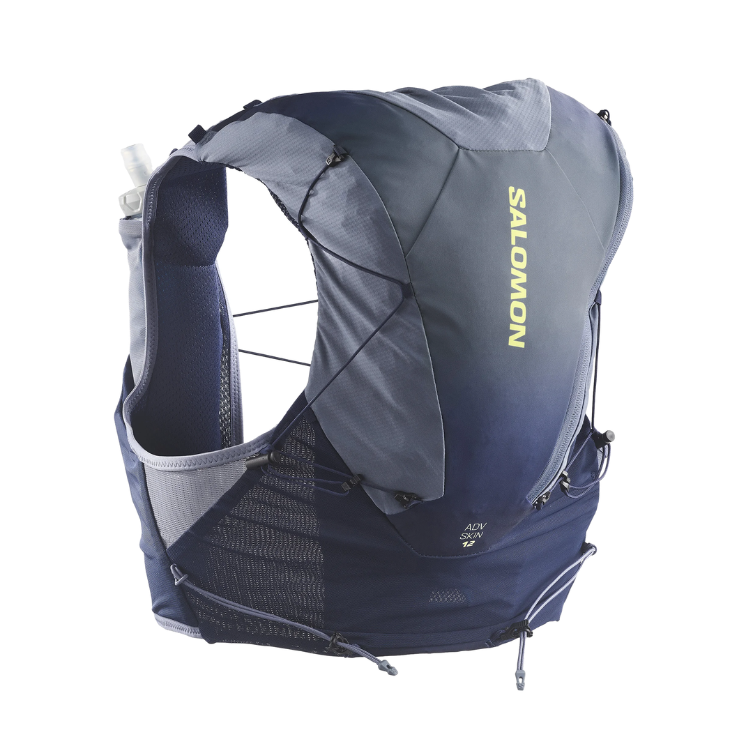 Salomon ADV Skin 12 Unisex Gradient Weste mit Flaschen – Maritimes Blau/Grisaille