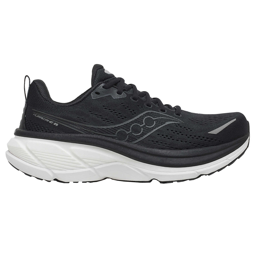 Saucony Mens Hurricane 25 Wide - 2E Width - Black/White - Stability - AW25