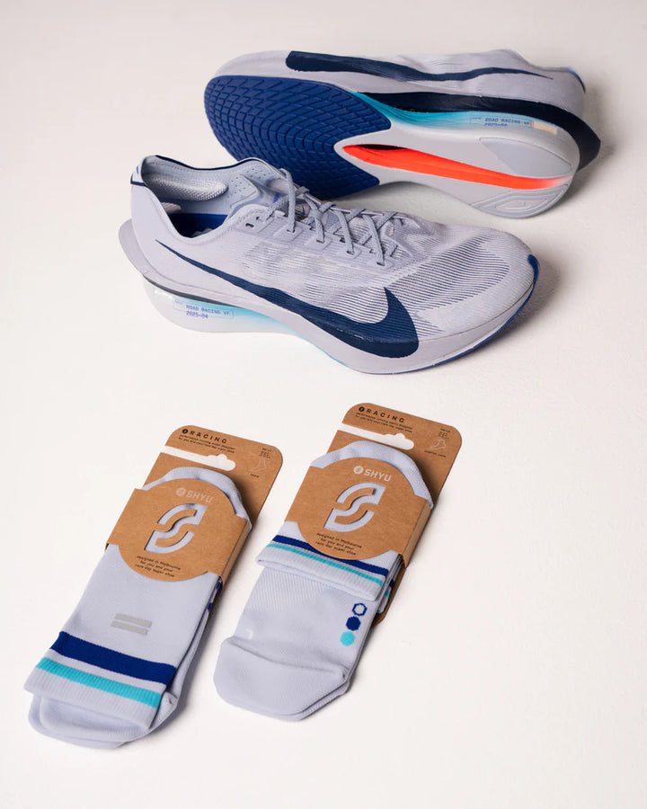 SHYU Racing Quarter Crew Socks - Ice/Blue/Azure