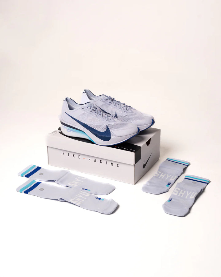SHYU Racing Quarter Crew Socks - Ice/Blue/Azure