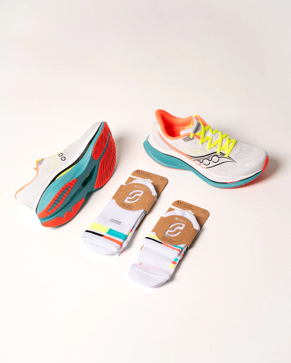 SHYU Racing Half Crew Socks - White/Mute/Ant