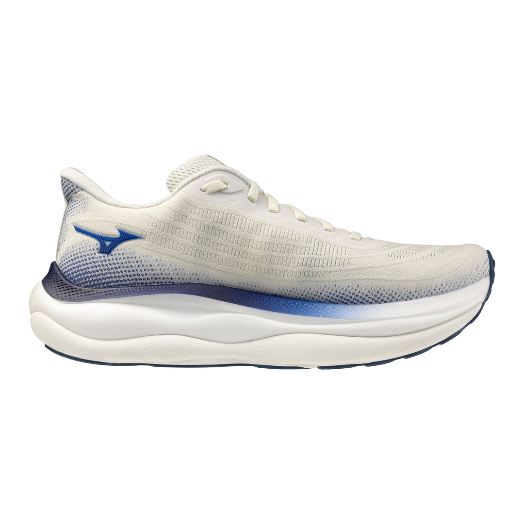 Mizuno Herren Wave Sky 9 – Schneeweiß/Surf im Internet/Blitzgelb – Neutral – SS26