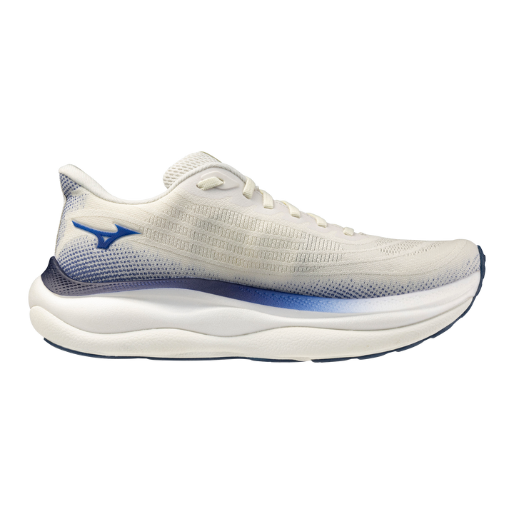 Mizuno Herren Wave Sky 9 – Schneeweiß/Surf im Internet/Blitzgelb – Neutral – SS26