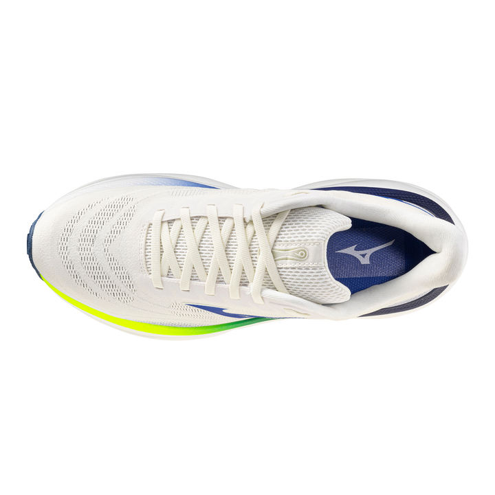 Mizuno Herren Wave Sky 9 – Schneeweiß/Surf im Internet/Blitzgelb – Neutral – SS26