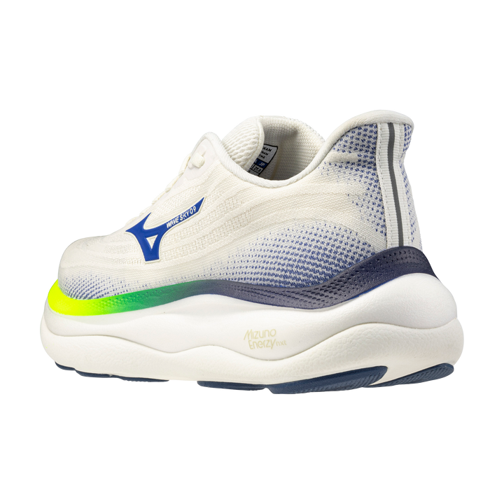Mizuno Herren Wave Sky 9 – Schneeweiß/Surf im Internet/Blitzgelb – Neutral – SS26
