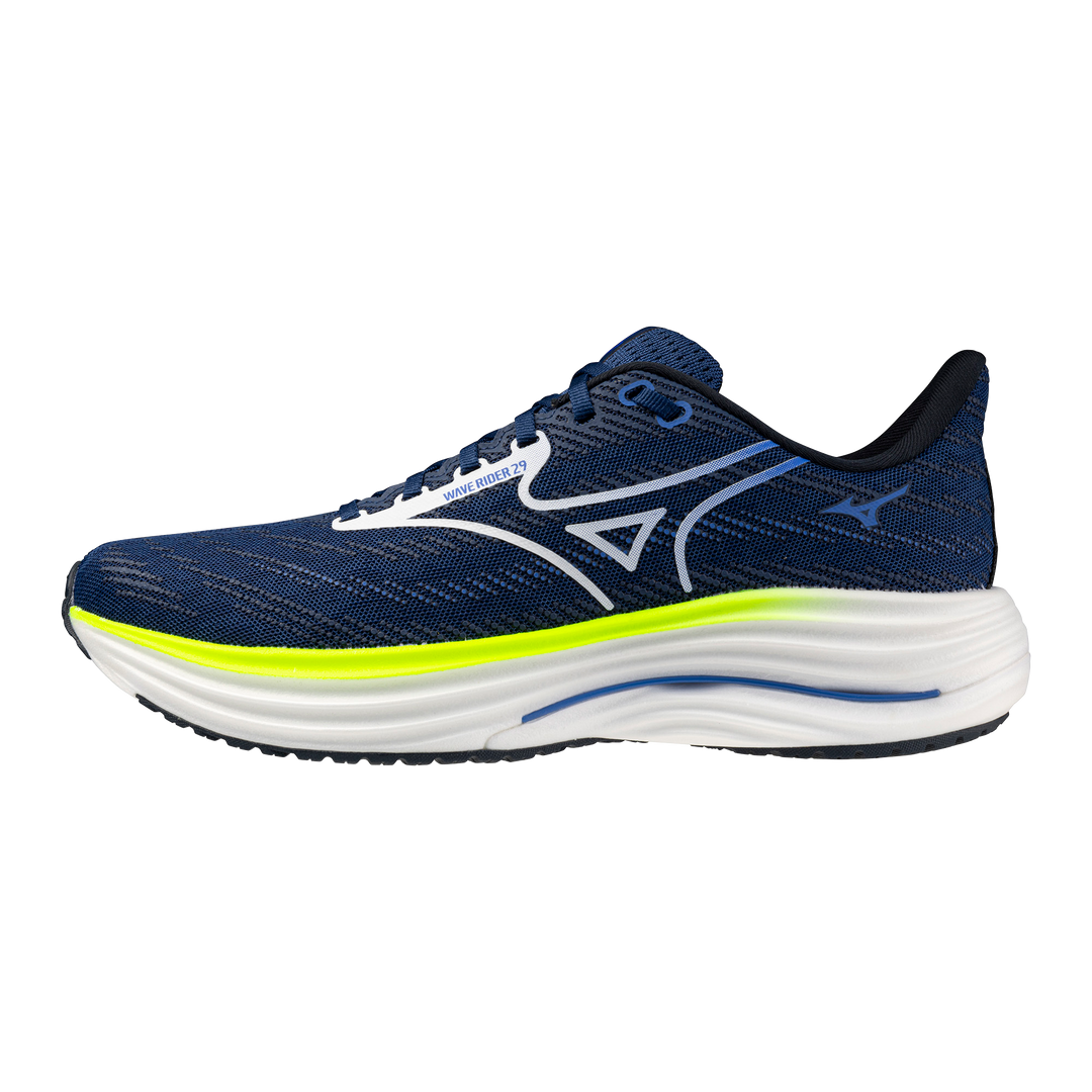 Mizuno Mens Wave Rider 29 - Estate Blue/White/Lightning Yellow - Neutral - SS26