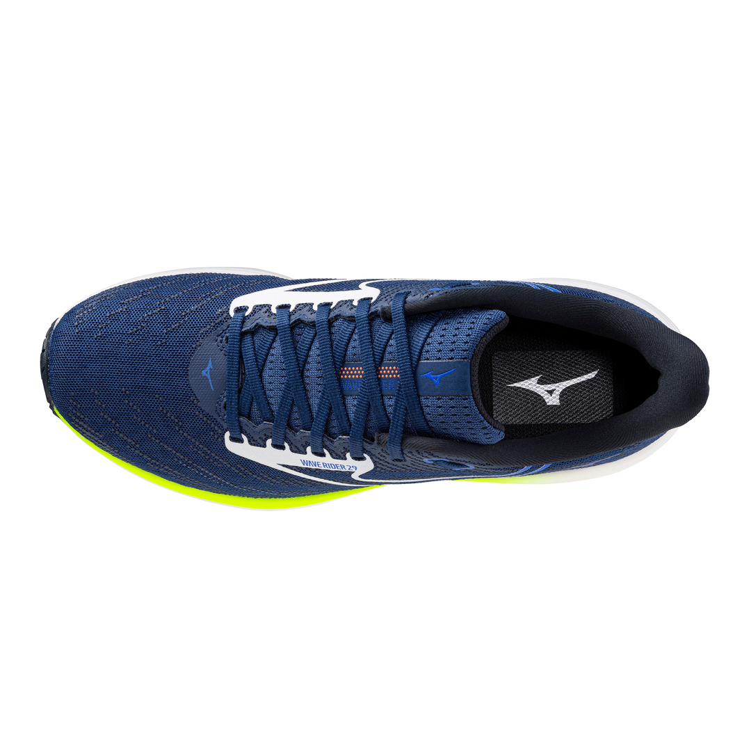 Mizuno Mens Wave Rider 29 - Estate Blue/White/Lightning Yellow - Neutral - SS26