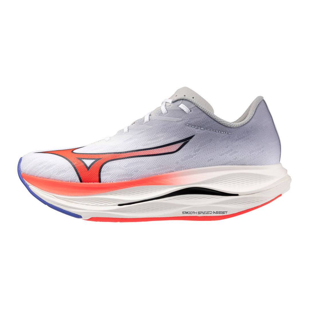 Mizuno Mens Wave Rebellion Flash - White/Fiery Coral/Iris Bloom - Neutral - AW25
