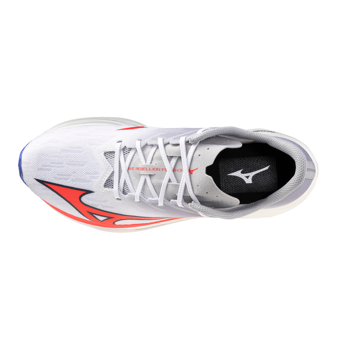 Mizuno Mens Wave Rebellion Flash - White/Fiery Coral/Iris Bloom - Neutral - AW25