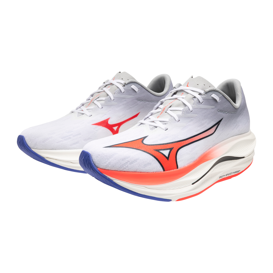 Mizuno Mens Wave Rebellion Flash - White/Fiery Coral/Iris Bloom - Neutral - AW25