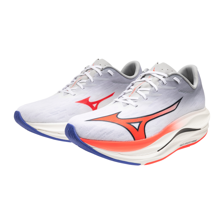Mizuno Mens Wave Rebellion Flash - White/Fiery Coral/Iris Bloom - Neutral - AW25