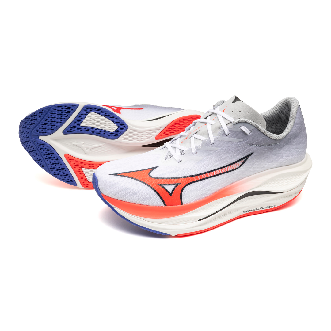 Mizuno Mens Wave Rebellion Flash - White/Fiery Coral/Iris Bloom - Neutral - AW25