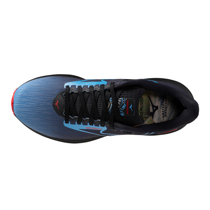 Mizuno Unisex Wave Rider 29 Amsterdam - Black/All Aboard/High Risk Red - Neutral - AW25