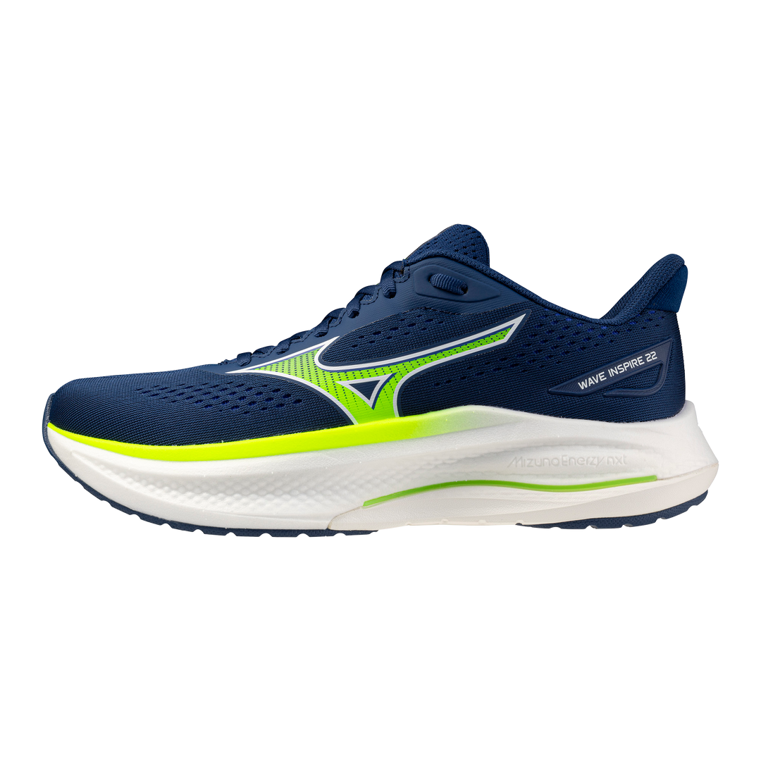 Mizuno Mens Wave Inspire 22 - Estate Blue/Lightning Yellow/Lightning Yellow - Stability - SS26