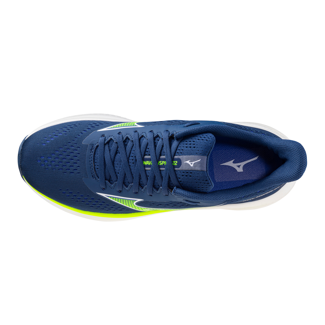 Mizuno Mens Wave Inspire 22 - Estate Blue/Lightning Yellow/Lightning Yellow - Stability - SS26