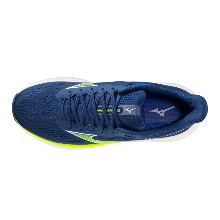 Mizuno Mens Wave Inspire 22 - Estate Blue/Lightning Yellow/Lightning Yellow - Stability - SS26
