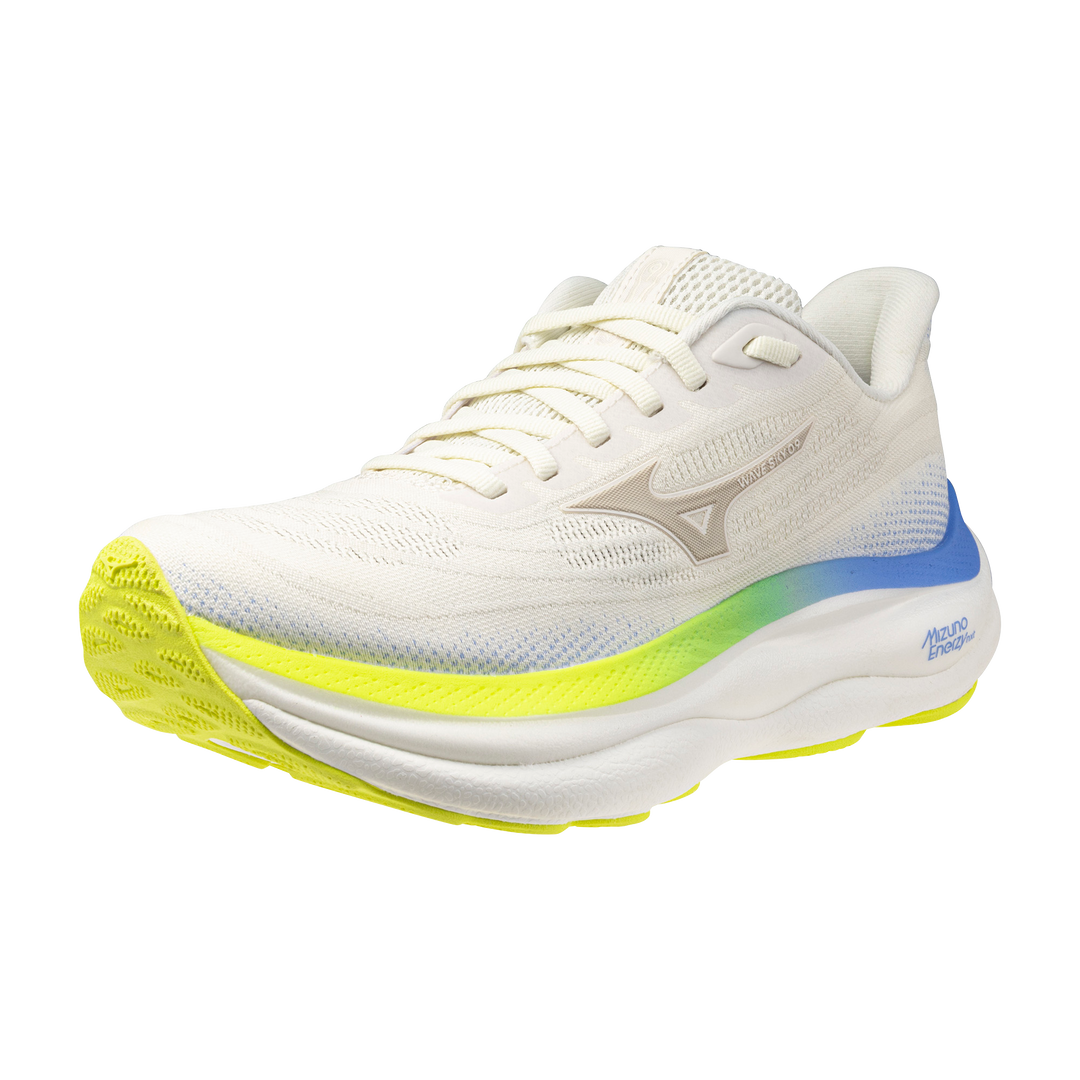 Mizuno Damen Wave Sky 9 – Schneeweiß/Silberbirke/Ultramarin – Neutral – SS26