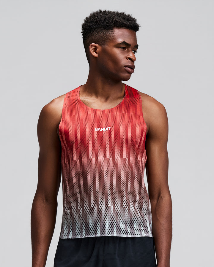 Bandit Men's Shredder Shorty Race Singlet - Uneven Gradient - Poppy - AW26