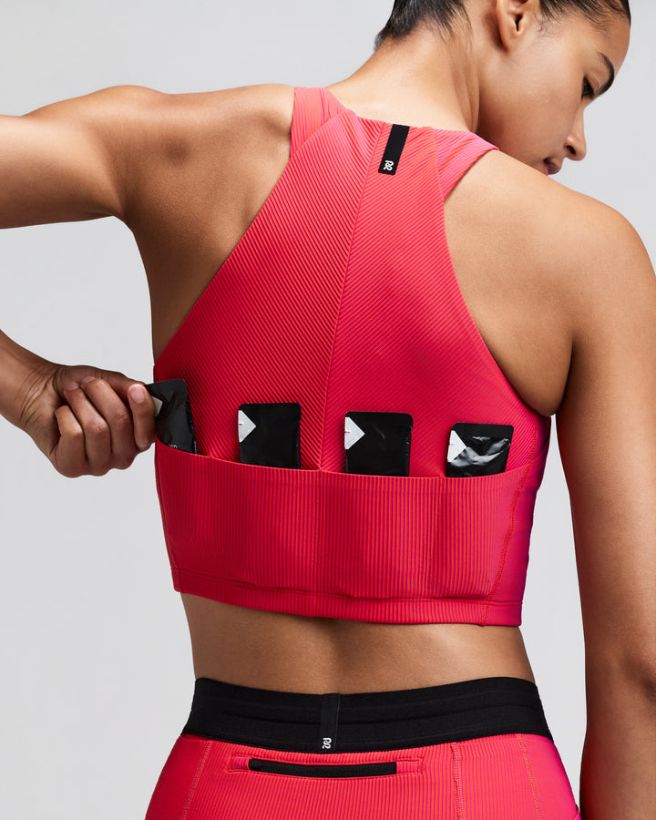 Bandit Women's Striped Cadence Zip Front Race Crop - Poppy/Azalea - AW26