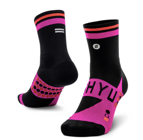 SHYU Racing Half Crew Socks - Black/Violet/Crimson
