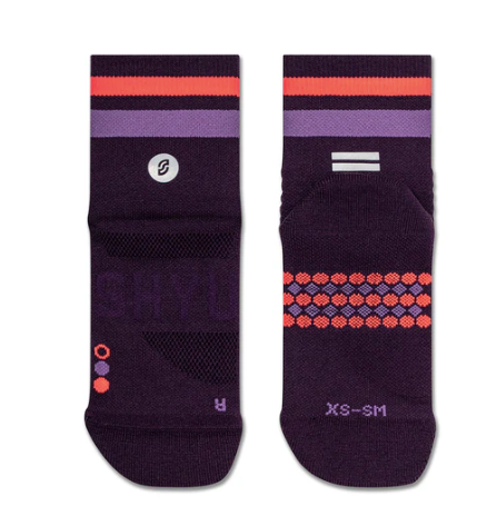 SHYU Racing Quarter Crew Socks - Purple/Grape/Crimson