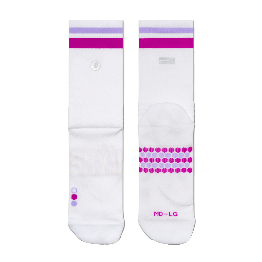 SHYU Racing Half Crew Socks - White/Grape/Lilac