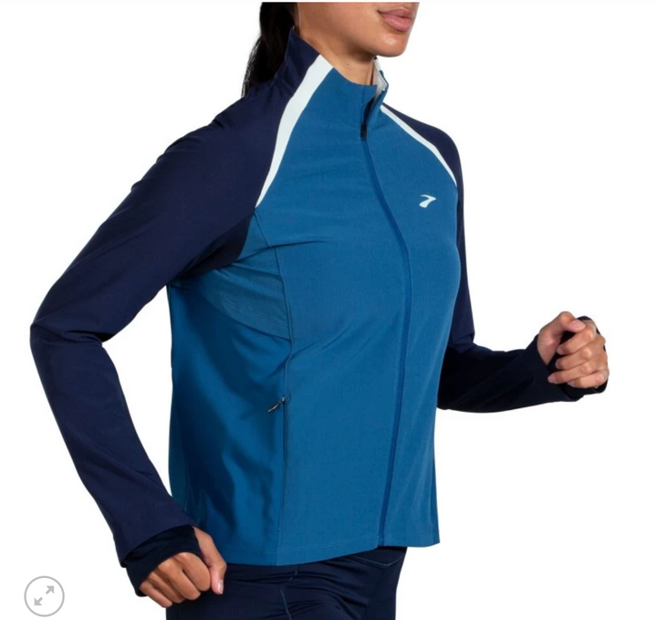 Brooks Womens Fusion Hybrid Jacket - Navy/ Blue Ash/ Ice Blue