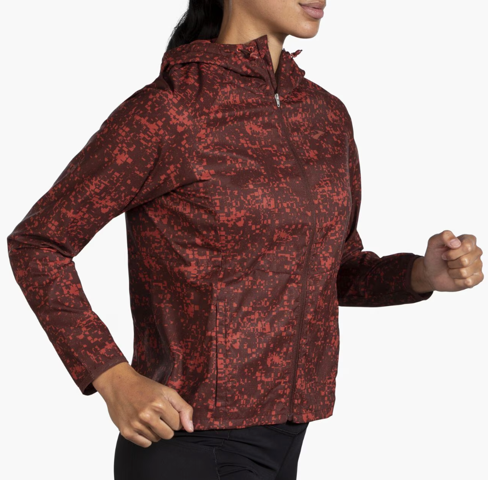 Brooks Womens Canopy Jacket Run Raisin Glitch Print Run North West