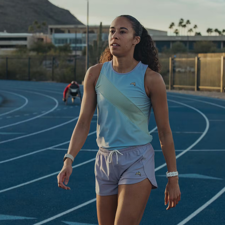 Tracksmith Womens Van Cortlandt Singlet - Lavender Print/Jadeite - SS26