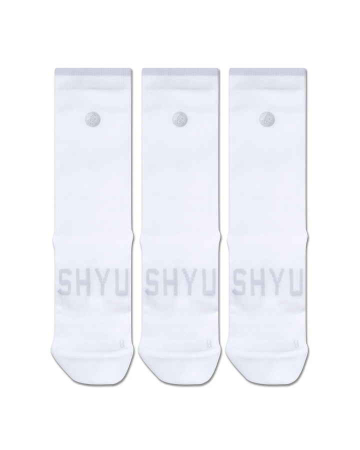 SHYU Training Half Crew Socks 3 Pack - White - AW26