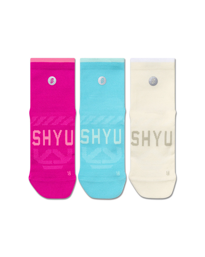 SHYU Racing Quarter Crew Socks 3 Pack - Vivid - AW26