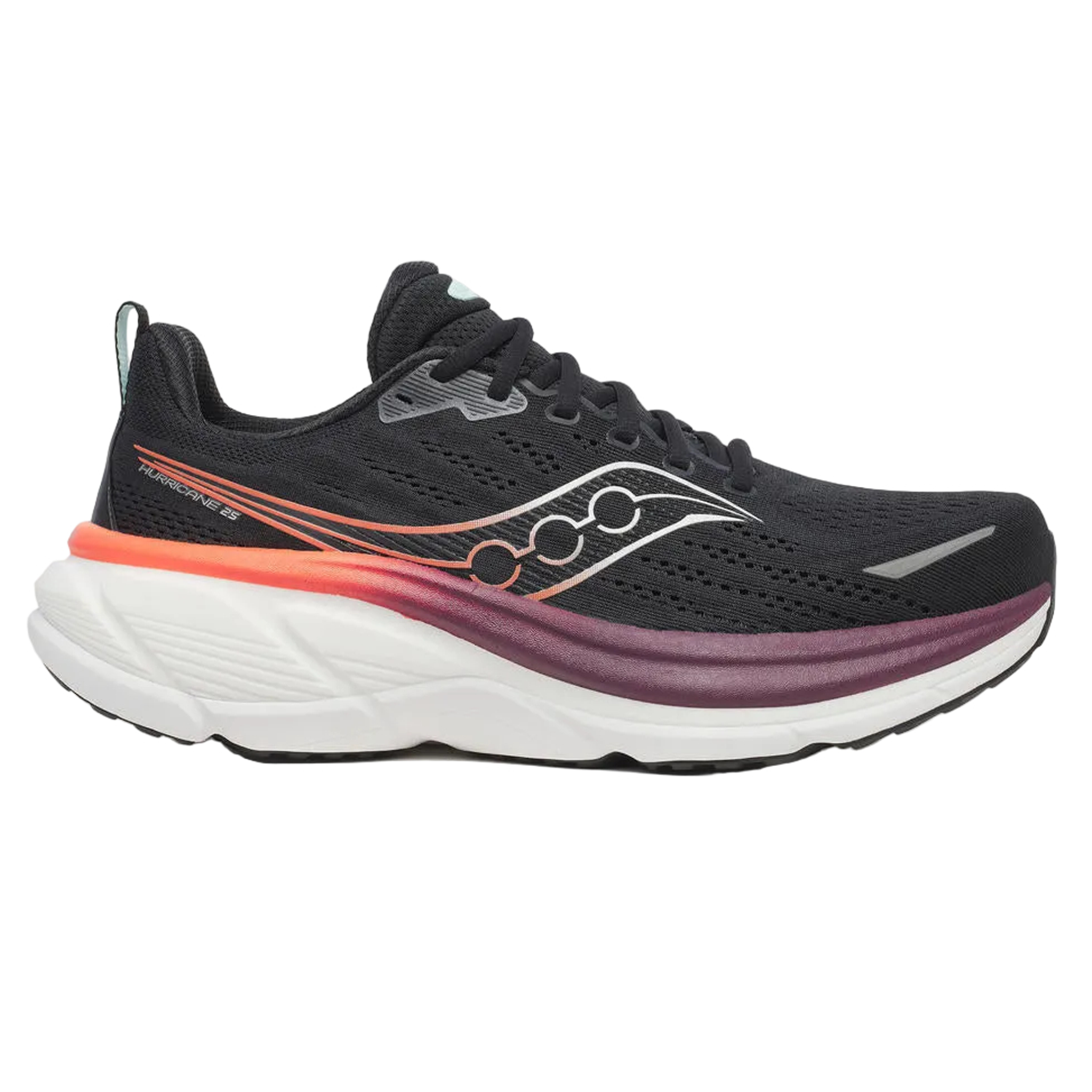 Saucony Hommes Hurricane 25 - Noir/Cramoisi - Stabilité - SS26