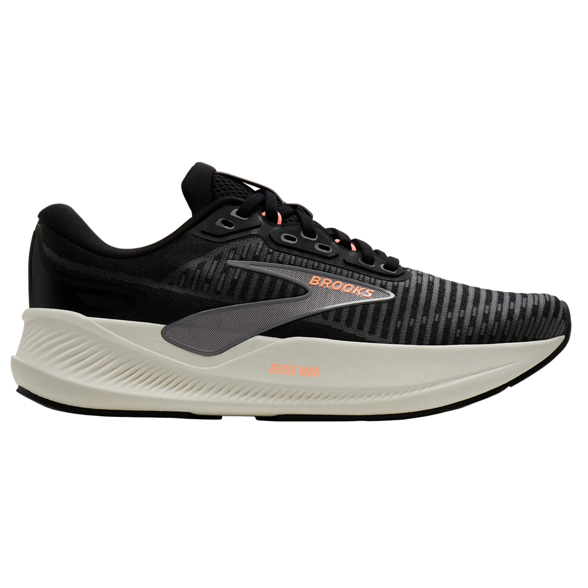 Brooks Womens Revel Max - Black/Blackened Pearl/Coral - Neutral - AW26