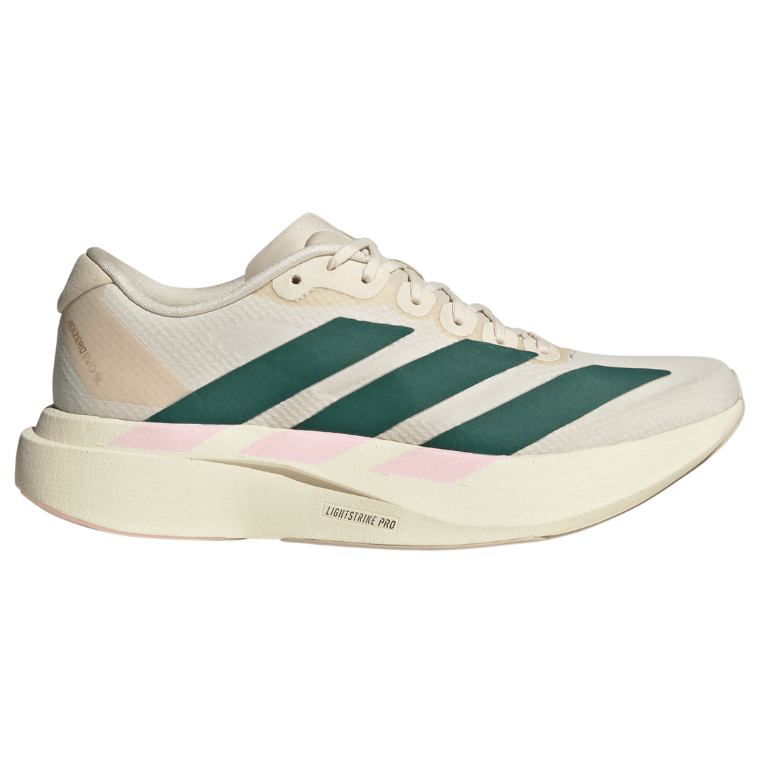 Adidas Womens Adizero Evo SL Woven - Wonder White/Collegiate Green/Clear Pink - Neutral - AW26