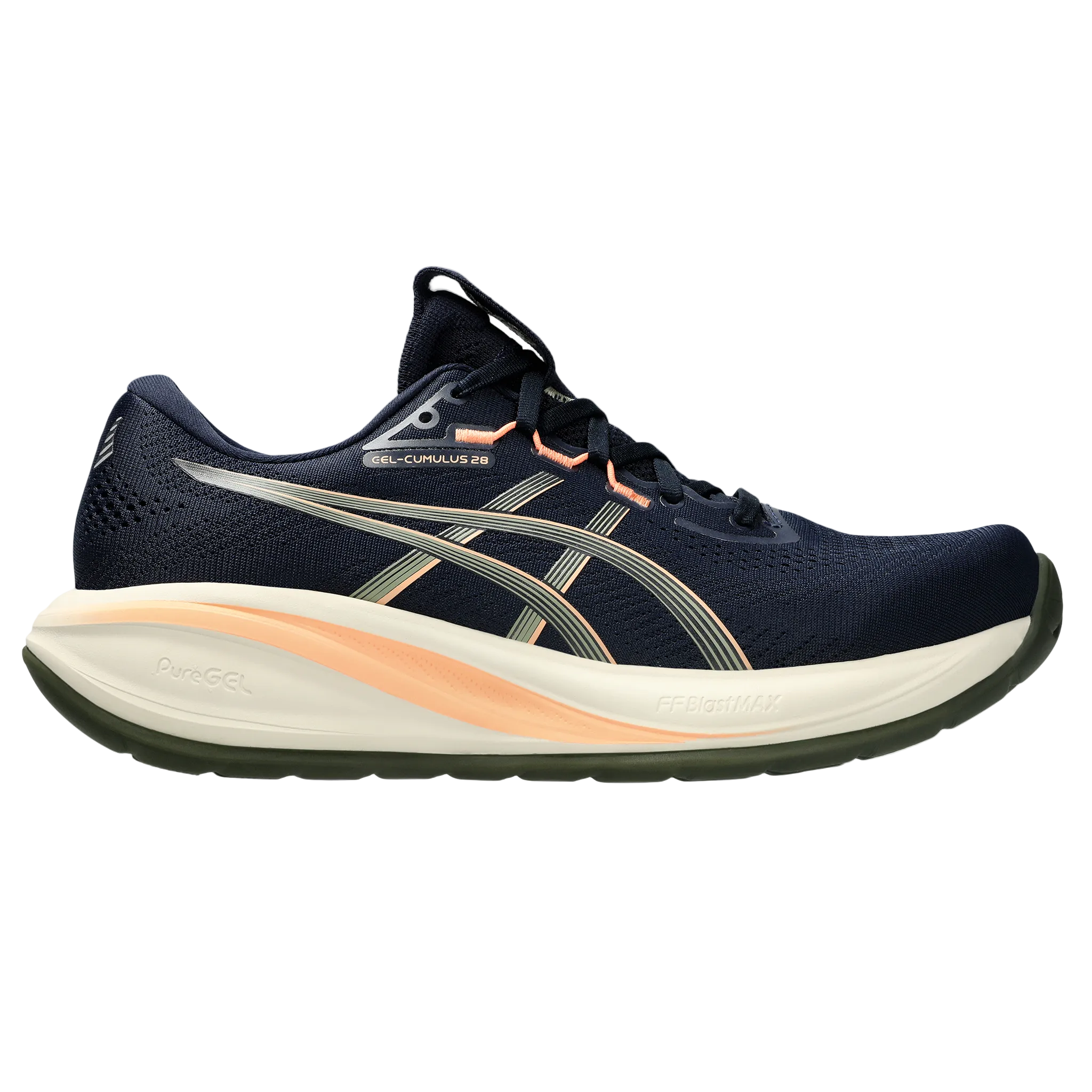 Asics Mens Gel Cumulus 28 - Midnight/Khaki Green - Neutral - AW26
