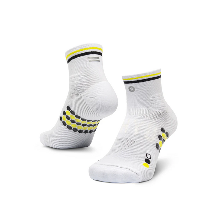 SHYU Racing Quarter Crew Socks - White/Black/Honey