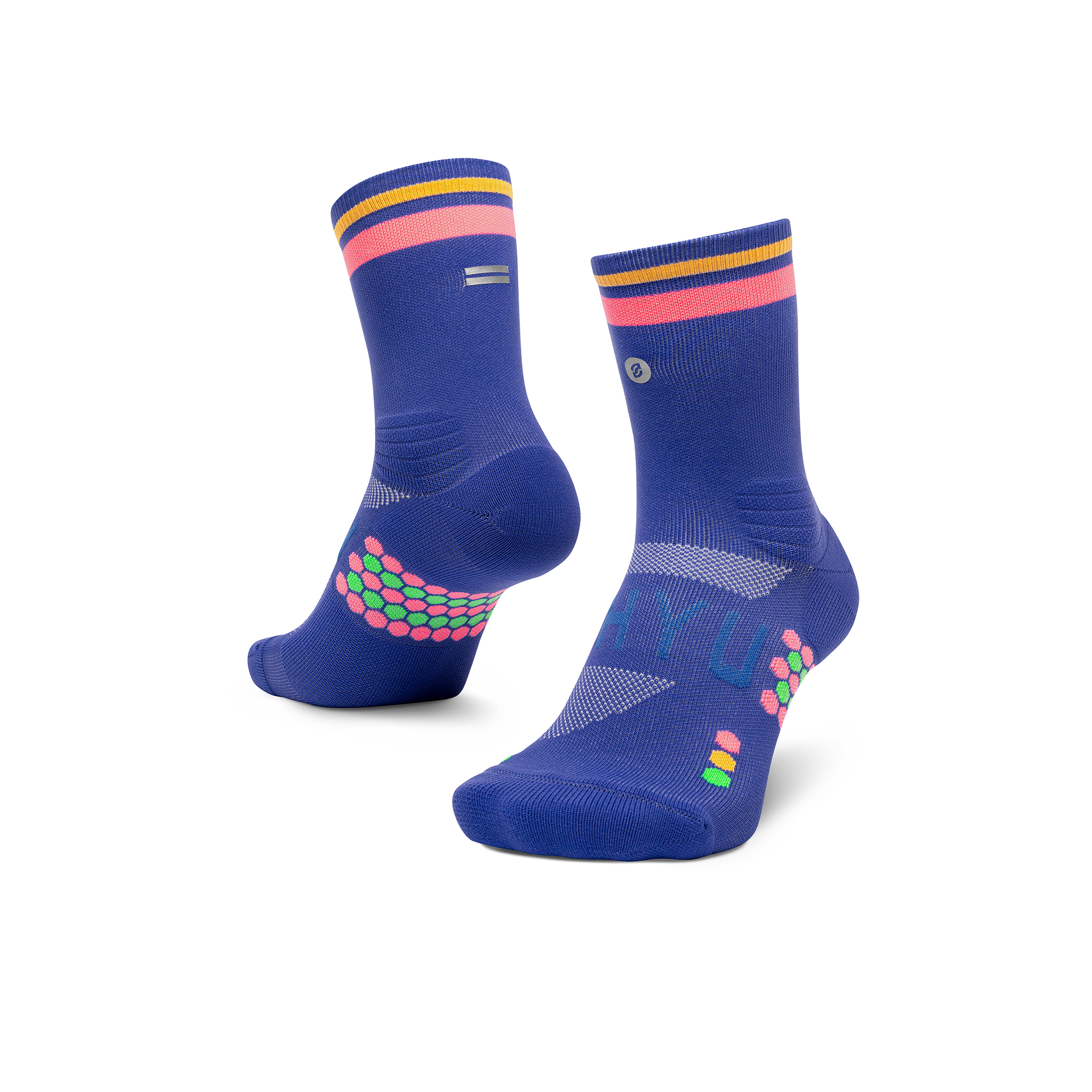 SHYU Racing Half Crew Socks - Blue/Blush/Apricot