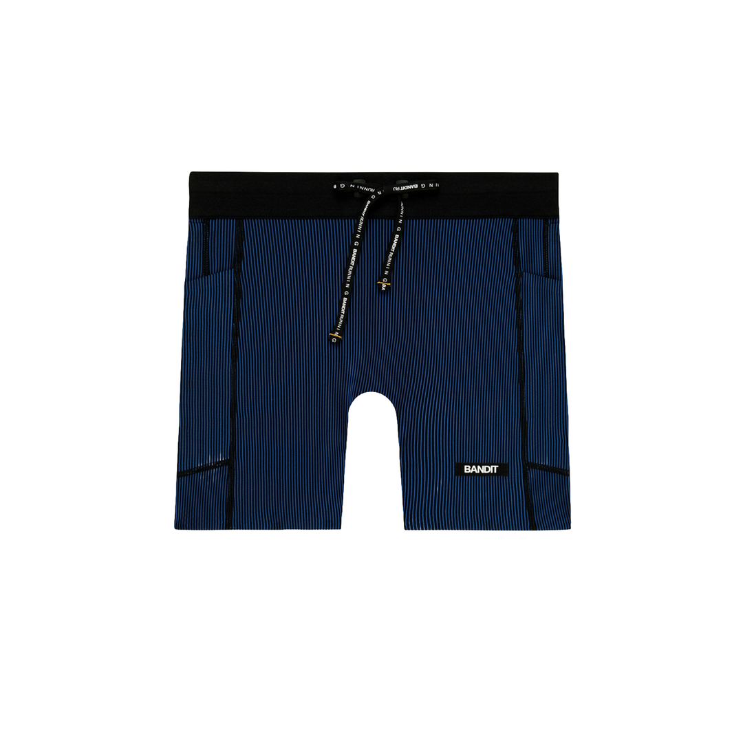 Bandit Womens 5” Striped Cadence Compression Shorts  - Black/Bauhaus Blue - AW26