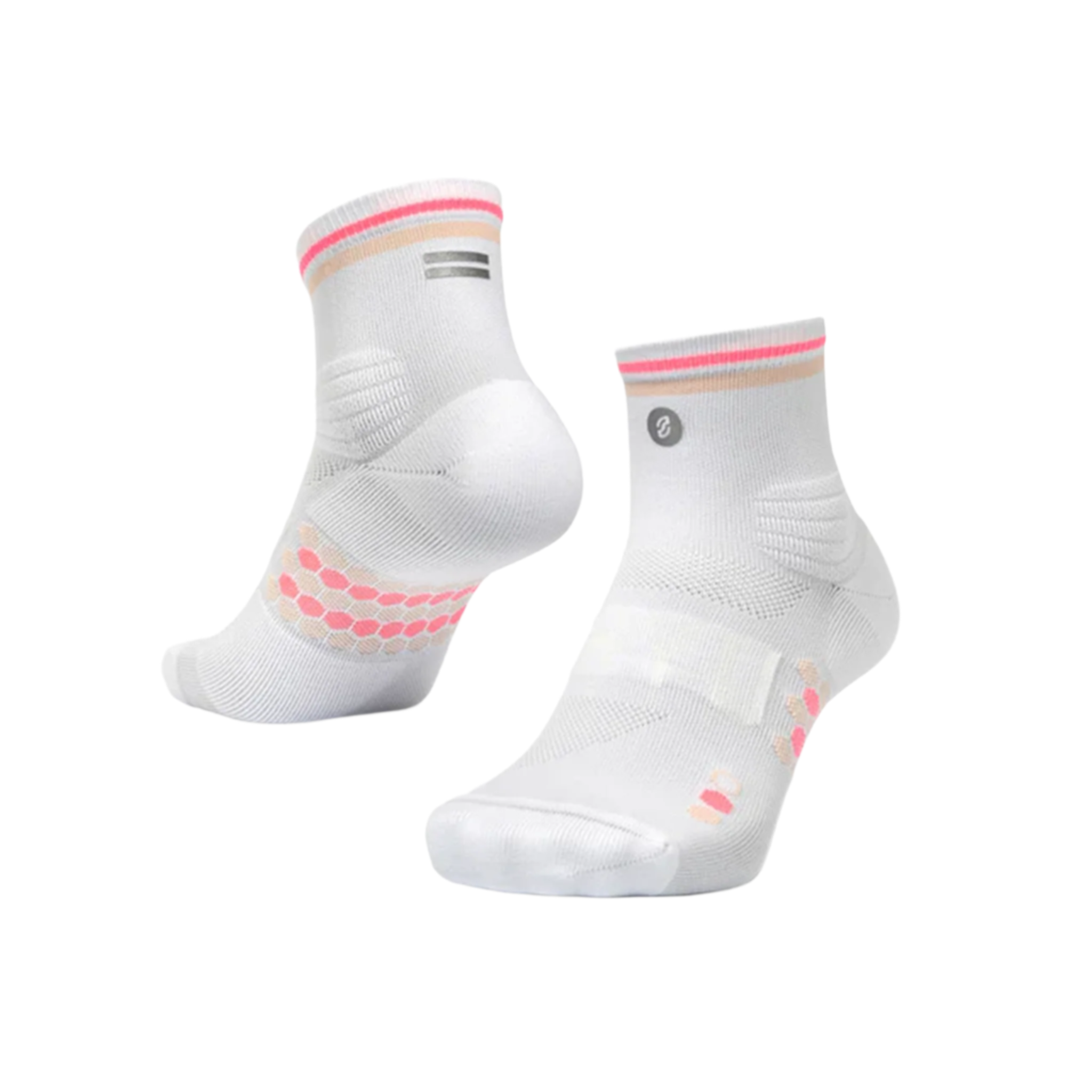 SHYU Racing Quarter Crew Socks - White/Peach/Melon